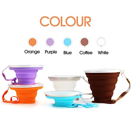 Me.fan Silicone Collapsible Travel Cup - Silicone Folding Camping Cup With Lids - Expandable Drinking Cup Set - Portable, Graduated [9.22Oz] #TOP1