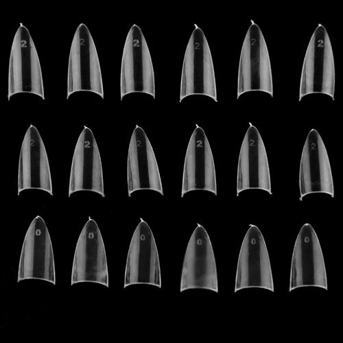 TOOGOO(R) 500 Clear Sharp Ending Stiletto Acrylic False Nail Art Tips Salon