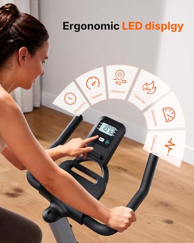 Image of Merach Magnetic Exercise Bike, Heavy Duty Stationary Bike with Automated Resistance, 300 350 Lbs Weight Capacity, Low Noise Indoor Workout Bike for Home Gym with Self-Developed App