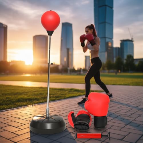 Mucola Standboxsack Erwachsene Boxsack inkl. Boxhandschuhe und Pumpe Boxbirne höhenverstellbar 90-127CM Punchingball Ständer Kickboxen Standboxball Mucola Standboxsack Erwachsene Boxsack inkl. Boxhandschuhe und Pumpe Boxbirne höhenverstellbar 90-127CM Punchingball Ständer Kickboxen Standboxball