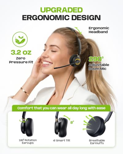 Acer USB Headset with Microphone for PC, Clear Sound Quality for Call ＆ Meetings, Wired Computer Headset for Work, Dual Ear Headset for Office, Laptop, Teams and Call Center Use - USB-A/C & 3.5mm - image 3
