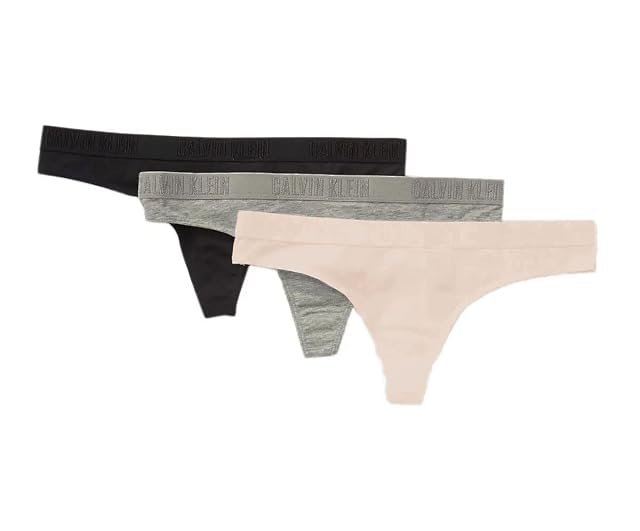 Calvin Klein Women s Monochrome Thongs 3 Pack Black QP2000-004 G P Large