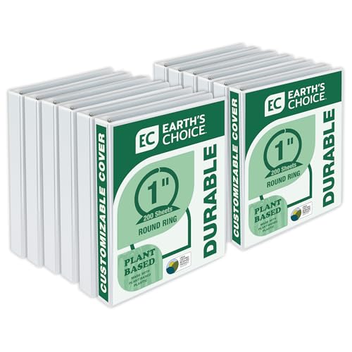 Image of Samsill Earth's Choice 1 Inch Round Ring View Binder, Eco-Friendly and USDA Certified, White, Bulk Binder 12 Pack (MP128937)