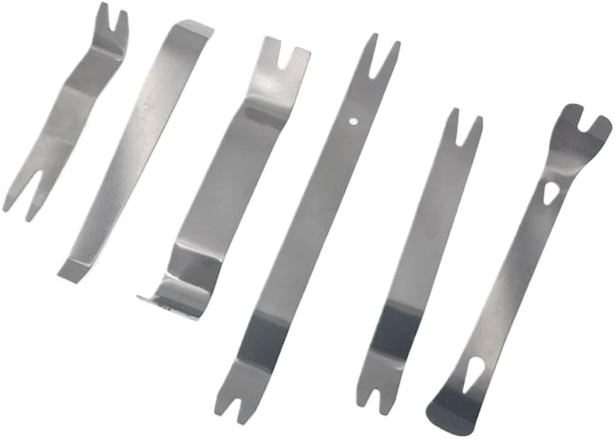 6Pcs Portable Auto Door Clip Trim Removal Tools Kit Car Dashboard Audio Radio Panel Repair Metal Pry Disassembly Tool Compatible with Automotive Applications