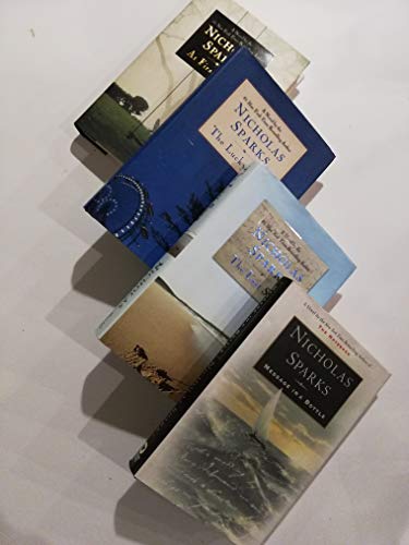 Set of 4 Hardcover Nicholas Sparks Romance Novels: Message in a Bottle, At First Sight, The Lucky One, and The Last Song