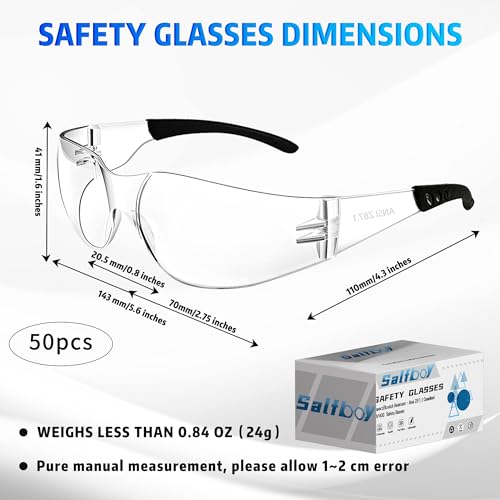 Image of Salfboy Safety Glasses Ansi Z87.1 Clear Safety Glasses Bulk Impact Resistant Lens Protective Eyewear for Men Women