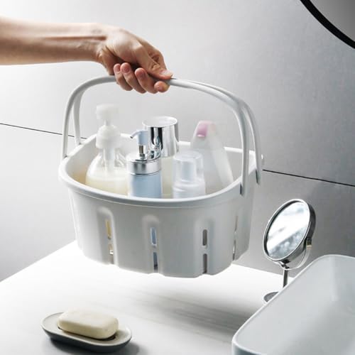 Veemoon Handheld Bathroom Storage Basket with Handle, Portable White Pp Shower Caddy for Toiletries and Bath Accessories, Household Shower Organizer for Bathroom Storage and Travel - Thumbnail 4