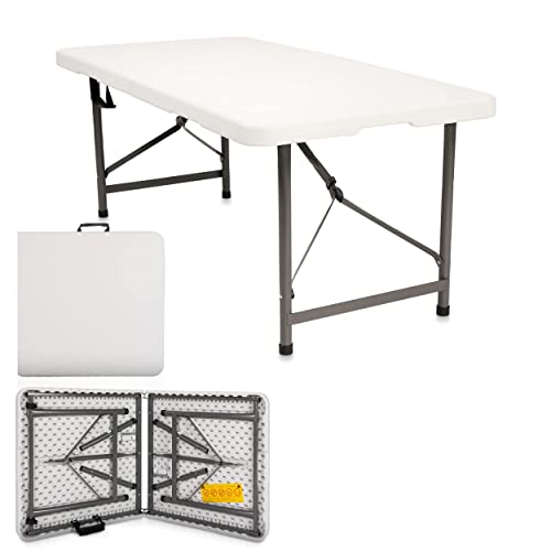 Sorfey Portable Folding Table 4-Foot X 24 Inches Plastic Indoor & Outdoor For Picnic, Bbq, Party, #TOP4