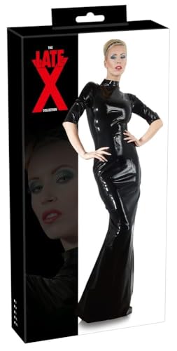 Robe en latex XL vêtement fétiche moulant Late X noir pour femme