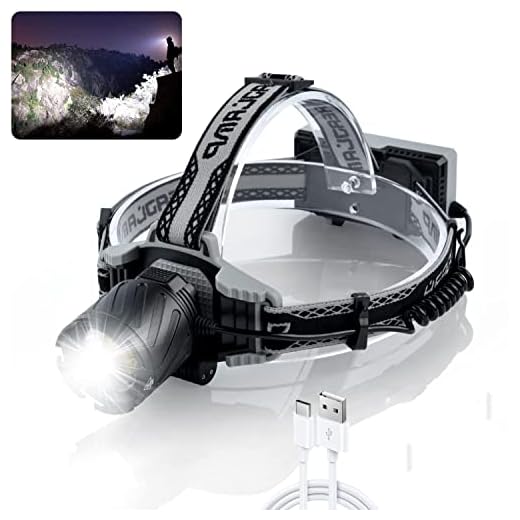Headlamp Rechargeable for Adults 100000 Lumens, XHP99 Bright Head Lamps Outdoor Led Headlight - 4 Modes, 270° Adjustable, Red-Blue Warn Light, Digital Power Displayer, Zoomable Mutifunction Headlamps