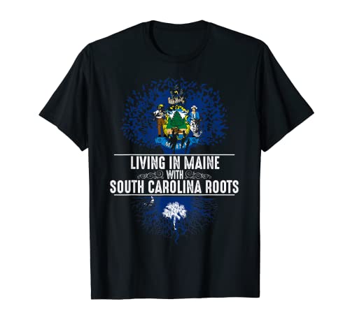 Maine Home South Carolina Roots State Tree Flag Regalo Camiseta