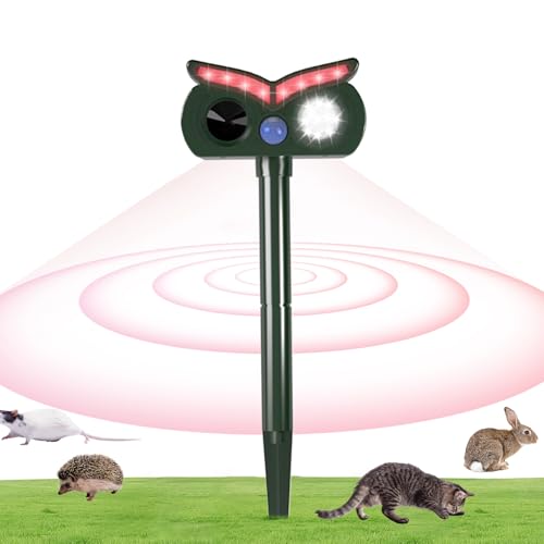 Holdes Repelente Ultrasónico Ciervos Anti-Perro - Dispositivo de Alerta en Forma de Búho IPX4 Impermeable para Casa Césped Piscina Huerto Patio Valla