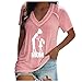 Shirt Femme Sport Manches Courtes Leger Coton Shirt FêTe des MèRes Wrap Mince T-Shirt pour Femme Humour Imprimé Grande Taille Col en V Profond
