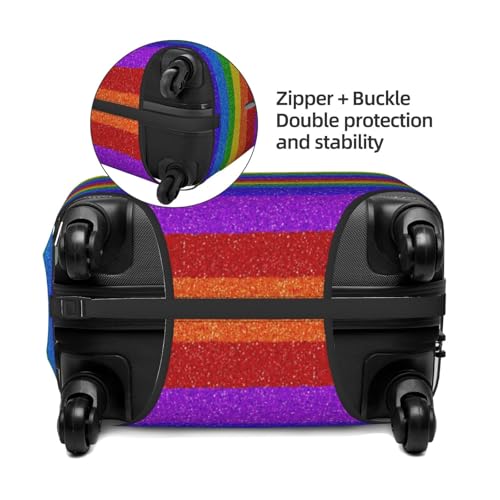 Colorful Glitter Rainbow Print Luggage Cover For Suitcase,Washable Elastic Travel Suitcase Protector With Zipper Closure And Bottom Buckle – Fits 18-32" Luggage-Medium2