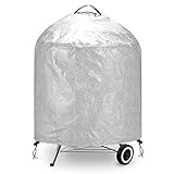 Aotono Grillabdeckung Kugelgrill, 420D Oxford Kugelgrill Abdeckung Wetterfest, Reißfest Grillabdeckungen, Spezielles UV-beständiges Material Grill Abdeckhaube, Ø 77 x 90 cm, Silber