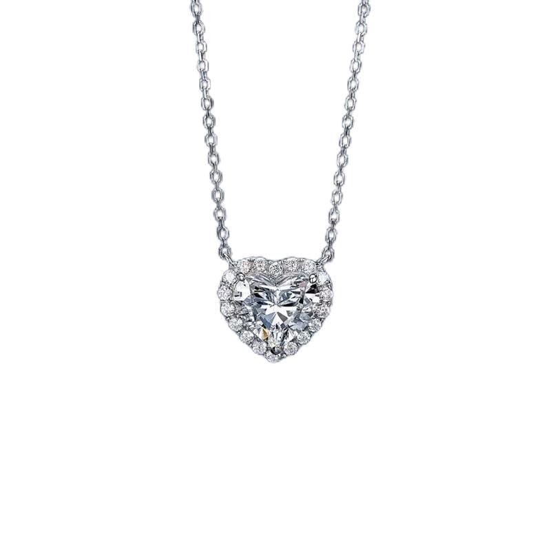 Collier cœur argent 925 diamant carbone bijoux femmes mariage