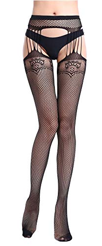 HO-Ersoka Damen Straps-Strumpfhose fishnet Lochmuster schwarz onesize Cover