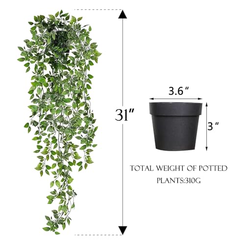 Artigreen 2Pcs Artificial Hanging Plants,Fake Plants Potted Greenery Decor,Faux Vines Ivy Leaves Vegetation Plant for Office Farmhouse Home Indoor Outdoor Decor by Artigreen - Image 3