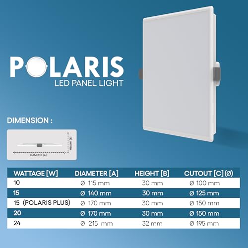 Image of elleys' Polaris + Square LED Panel Light - 15W (Warm White) | Tested Upto 4kV Surge Protection | Recessed Ceiling led Light Downlight for Home & Commercial (6 Pcs)