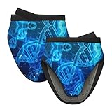 DNA Kette Fotodruck Mini Silikon Ofenhandschuhe Set - Hitzebeständige Topflappen zum Backen, Grillen & Camping Einheitsgröße