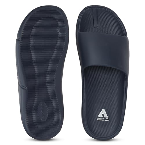 Image of Aqualite Men's Slides Slippers | Slip-On Flat Base Flipflop for Men | Anti-Skid Sole, Lightweight & All-Day Comfort | Casual Home & Outdoor Sandal for Men