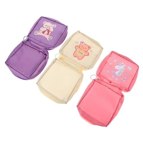 minkissy 3個 かわいい大容量タオル収納バッグ 期間用パッドホルダー ポータブル化粧ポーチ 初期のおむつバッグ コイン タンポンポーチ 実習期間ポーチ 月経パッドバッグ 期間バッグ ナイロン