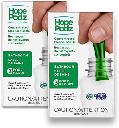 HOPEPODZ Bathroom Cleaner Refills | Just add water | Non-Toxic, Eco Friendly, Biodegradable, Plastic Free (6 Pods) make 6 X 32 Fl oz bottles of cleaner (192 Fl oz)