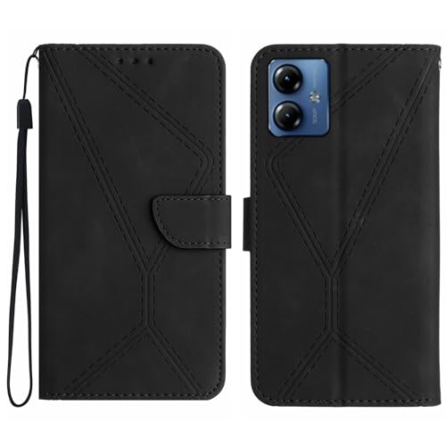 Compatible with Motorola Moto G54 5G Case,Compatible with Motorola Moto G14 4G Kickstand Flip Card Slot Magnetic Closure Phone Cover Black