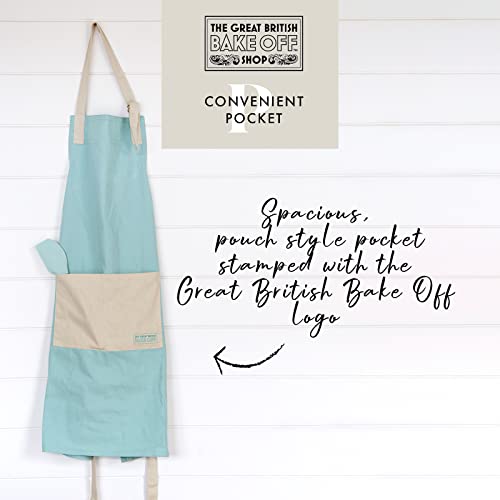 The Great British Bake Off Apron for Women & Men, with Pockets, 100% Cotton with Adjustable Strap & Official GBBO Logo, Baking Gifts for Star Baker, Signature Duck Egg Blue, One Size Fits All - Image 3