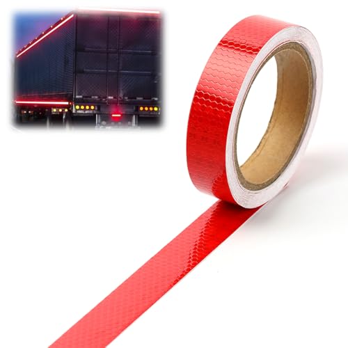 23m Durable Ruban Réfléchissant Rouge,Bande Reflechissante Autocollante,Avertisseur Réflecteur Ruban Adhésif,Ruban Adhésif Réfléchissant Rouge,pour...