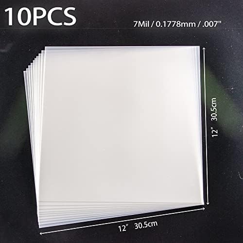 7mil 블랭크 마일라 스텐실 시트 10개, 30.5 x 30.5cm(12 x 12인치) 밀키 반투명 PET 빈 스텐실 시트, 절단기용 템플릿 소재, 레이저 절단, 식품 안전 공예 플라스틱 — 사진 2