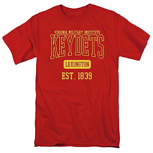Virginia Military Institute Official Est. Date Short Sleeve Mens Cotton T-Shirt,Red, Large