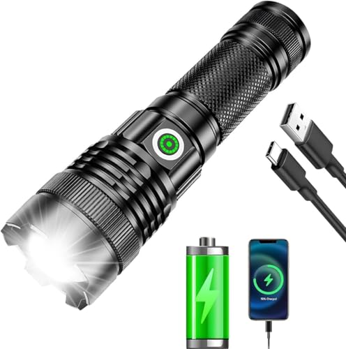 Lanterna Tática LED Recarregável USB-C com Zoom Ajustável