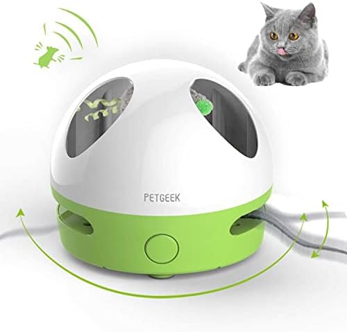 PETGEEK Interactive Cat Toy, Hide Mouse Cat Toy with Squeaky Mouse, Electronic Automatic Cat Toys with Catnip Filled Hidey Mouse, Cat Toys Interactive for Indoor Cats Exercise & Game