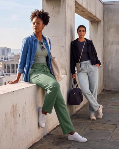 Image of Real Essentials 3 Pack: Women's Relaxed Fit Fleece Open Bottom Sweatpants - Casual Athleisure (Available in Plus)