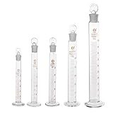 UKCOCO 5 Stück Glas Messzylinder mit Stopfen Skala Messzylinder 10 Ml 20 Ml 25 Ml 50 Ml 100 Ml Reagenzglas Kolben Labor Wissenschaft Experimente Liefert