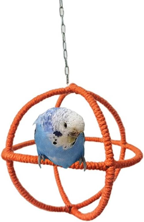 Bird Hanging Ball with Bell Chewing Treat Toy for Small Medium Large Parrot Parakeet Cockatiel Conure Lovebird Quaker Caique African Grey (Large,Orange)