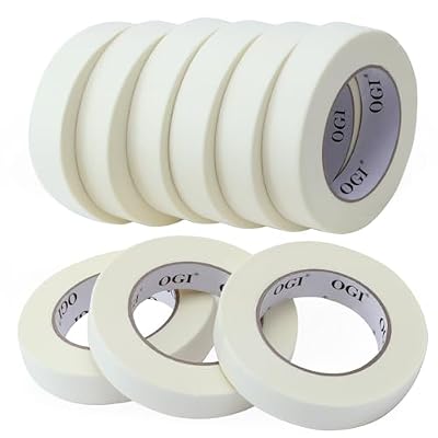 OGI Masking Tape 0.94 Inch Wide Beige White Painters Tape Thin Removable General Purpose Masking Tape Bulk for Labeling Painting Drafting Art Craft, 0.94 Inch x 60 Yards, 9 Rolls