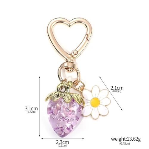 KYNHMG HOMELY Sunflower Strawberry Daisy Keychain - Creative Heart Clasp Bag Charm for Car Keys