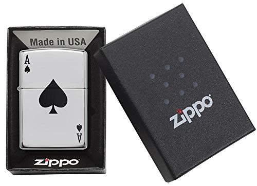 Zippo Lucky Ace de cromo pulido, encendedor de alta calidad con grabado de as de picas 6