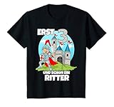 Ritter Oberteil zum 3 Geburtstag für Jungen. Für den Kinder Ritter Geburtstag von Kindern, Kleinkindern die 3 jahre alt werden. Abgebildet ist ein Ritter mit Schwert, Ritterhelm, Ritterrüstung der seine Burg oder Schloss vor Drachen & Ungeheuern beschützt.