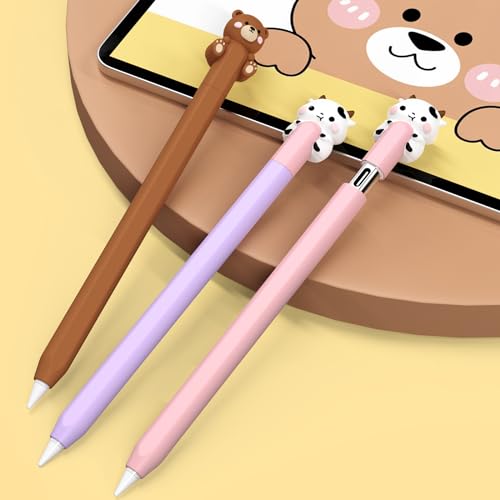 NIUTRENDZ Cute Cow Silicone Case for Apple Pencil - Ultra Thin Protective Cover, Anti-Slip Sleeve (Brown, USB-C) by NIUTRENDZ - Used condition - Image 2