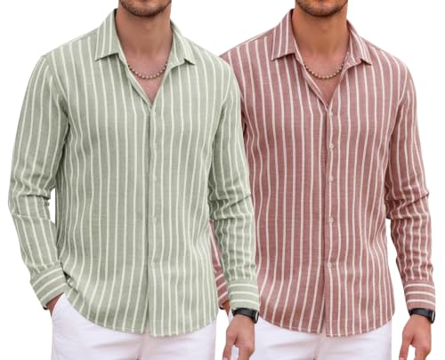 Image of Zombom Men's Regular Fit Vertical Striped Casual Shirt | Full Sleeve Cotton Blend Shirt for Men | Slim Fit Stylish Party