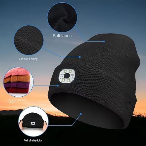TRIXES Gorro LED con 3 Modos – Recargable por USB, LED Desmontable, Lavable a máquina, Seguridad Manos Libres para pasear al Perro, Correr y desplazamientos nocturnos - imagen 2