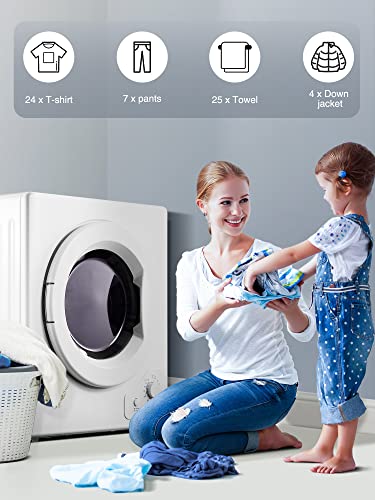 4KG Small Vented Dryer with Sensor Dry, FOHERE 1200W Compact Tumble Dryer with Stainless Steel Tub, Control Panel Downside Easy Control for 5 Automatic Drying Modes, White - Image 4