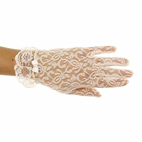 Lace Gloves for Girls in Wrist Length, Asst. Sizes and Colors Glove Size and Color: Ivory Age 4-7