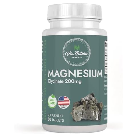 Magnesium Glycinate 200 mg | Gluten Free | Non-GMO | 60 Tables by Via Natura Organics Cover