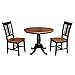 International Concepts 36" Round Top Pedestal Ext Table With 12" Leaf And 2 San Remo Chairs, Black/Cherry