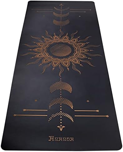 Ananda Moon & Sun Yoga Mat with Free Carry Strap - Glow in the Dark Alignment System - Soft ProGrip Non-Slip Exercise Mat - Comfortable 1/4” Thick