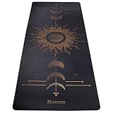 Ananda Moon & Sun Yoga Mat with Free Carry Strap - Glow in the Dark Alignment System - Soft ProGrip